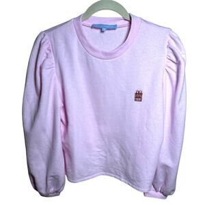 Hill House | Women's Teddy Sweatshirt Pink Size S Cozy Pullover Balloon Sleeve
